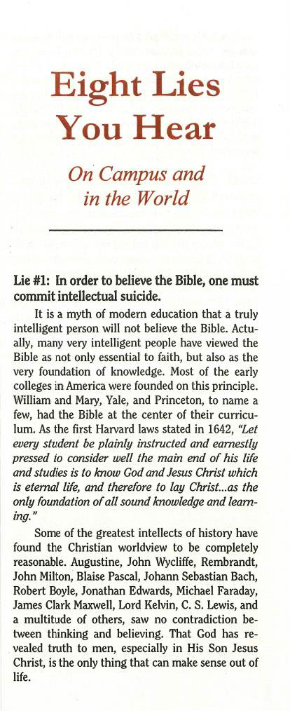 Cover of Eight Lies You Hear on Campus and in the World