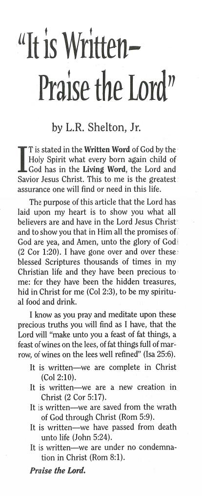 Cover of It Is Written -- Praise the Lord