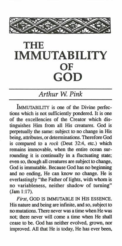 Cover of Immutability of God, The
