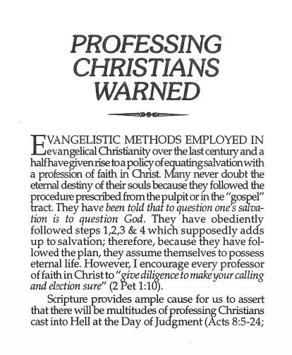 Cover of Professing Christians Warned