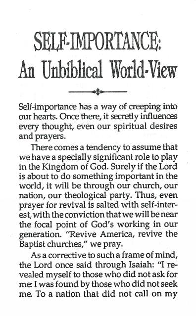 Cover of Self-Importance: An Unbiblical World-View