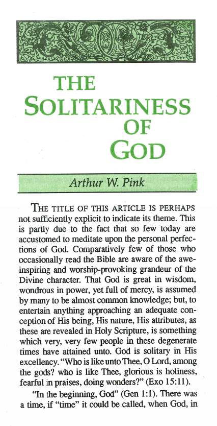Cover of Solitariness of God, The