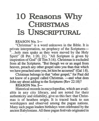 Cover of Ten Reasons Christmas Is Unscriptural