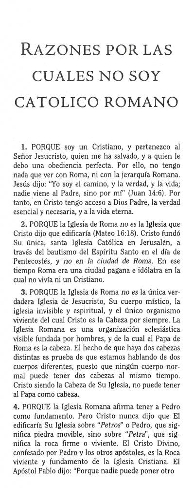 Cover of Razones por las cuales no soy Catalico Romano