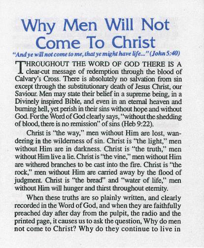 Cover of Why Men Will Not Come to Christ
